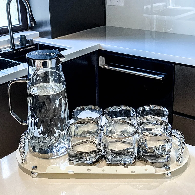 

Glass Water Cup for Home Use And Living Room Drinking Water High-End Feeling Ins Sle Cold Water Pot for Guests