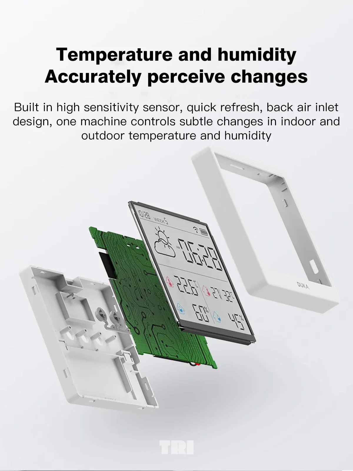 DUKA TH3 Temperature Humidity Meter Wireless Smart Home Weather Sensor Indoor and Outdoor Hygrometer Thermometer Weather Station