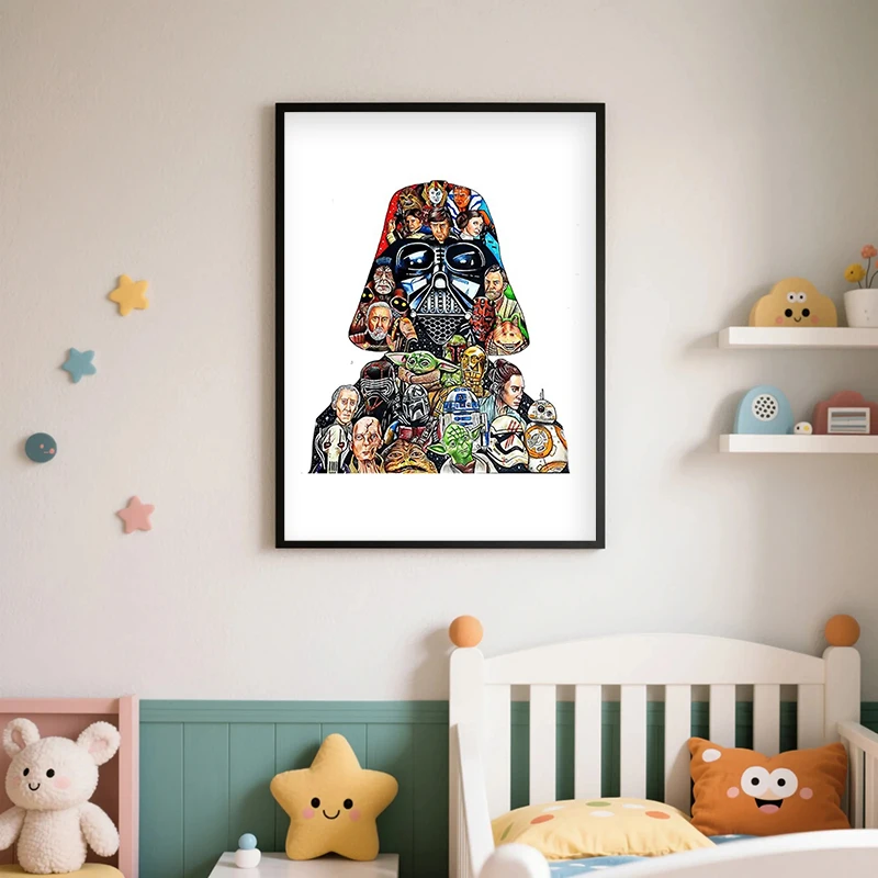 Classic Film Darth Vader Mashup Art Prints Mandalorian Abstract Posters Space Wars Fans Gifts Canvas Painting Living Room Decor