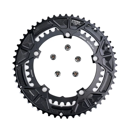 Imagen 2 del producto Plato doble de piedra BCD130 130mm 5 brazos para Rotor Eston Road plegable Minivelo bicicletas manivelas súper anillo de cadena