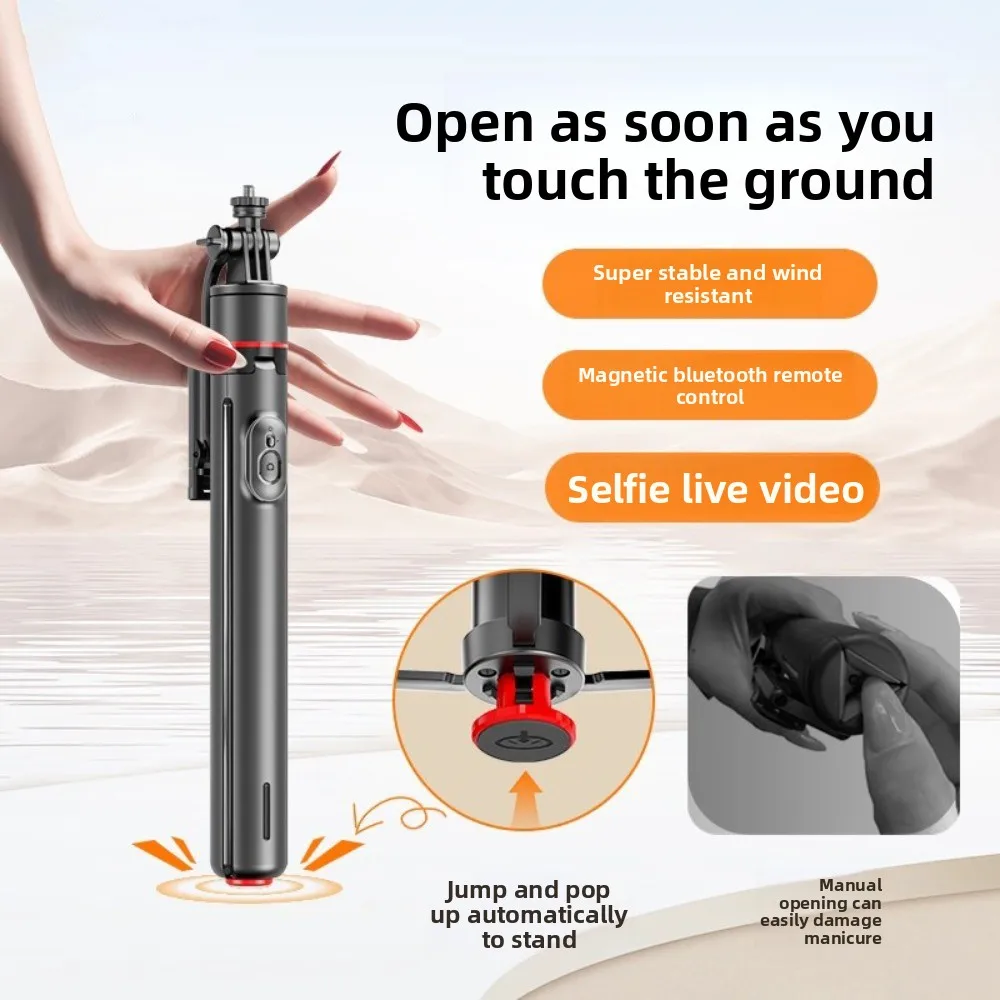 Auto Open Telescopic Selfie Stick Tripod Portable Bluetooth Selfie Stick Handheld Extendable Selfie Stick Stand