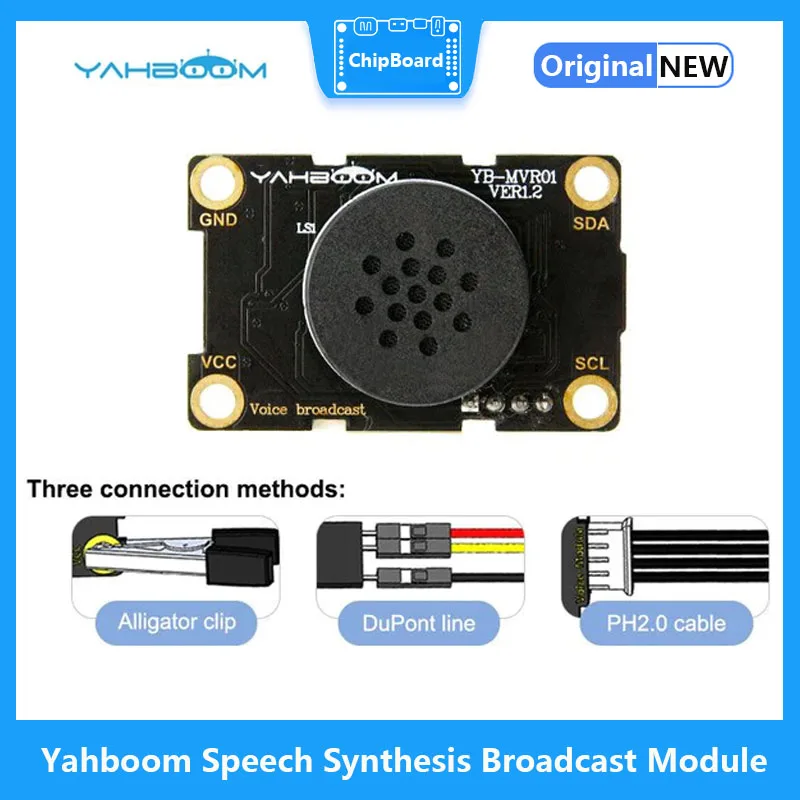 Yahboom Raspberry Pi Speech Synthesis Broadcast Module Compatible with Alligator Clip/DuPont line/PH2.0 Cable