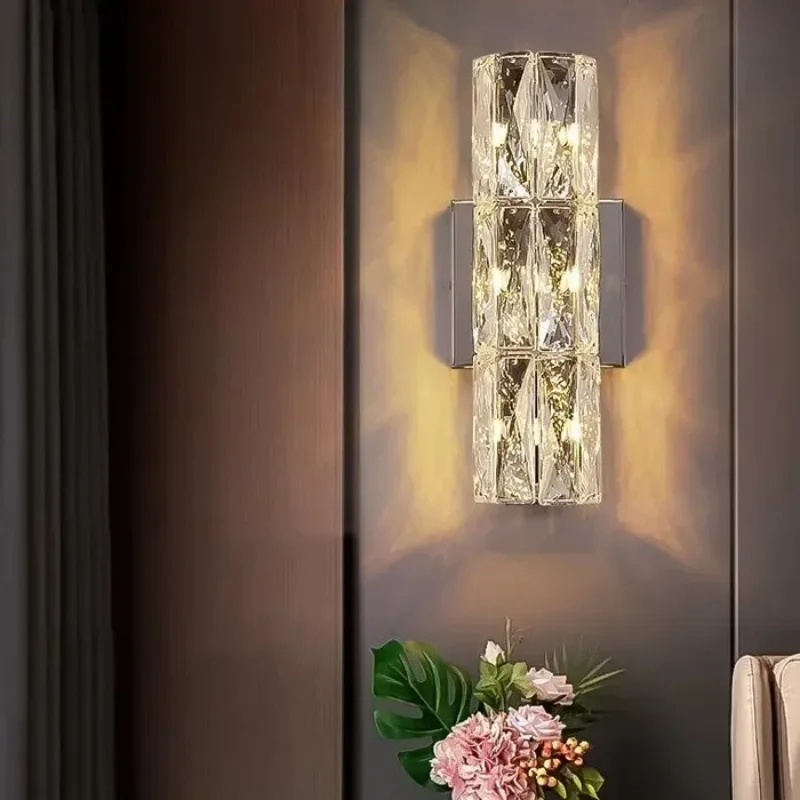 

SANDYHA LED Crystal Wall Light Long Strip Modern Background Illumination Fixture for Home Bedroom Living Room Corridor