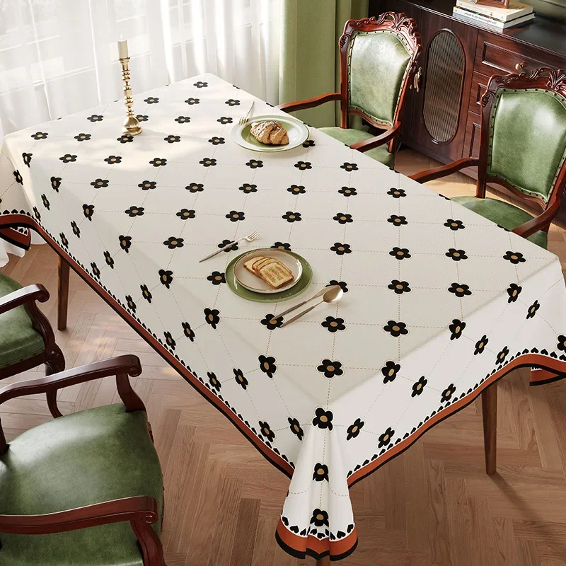 Vintage Floral Leather Tablecloth Waterproof Oil Resist Rect Dining Cover Multi Shades Sizes Premium Table Protector Decor Cloth