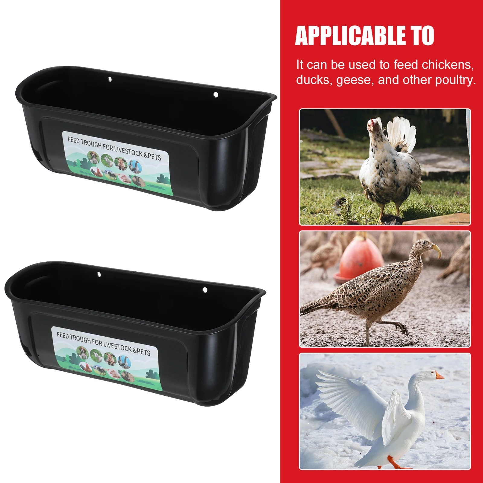 

2pcs Automatic Chicken Feeder Large Capacity Durable Feed Trough for Chickens Ducks Geese Goat Farm Livestock Water Trough Easy