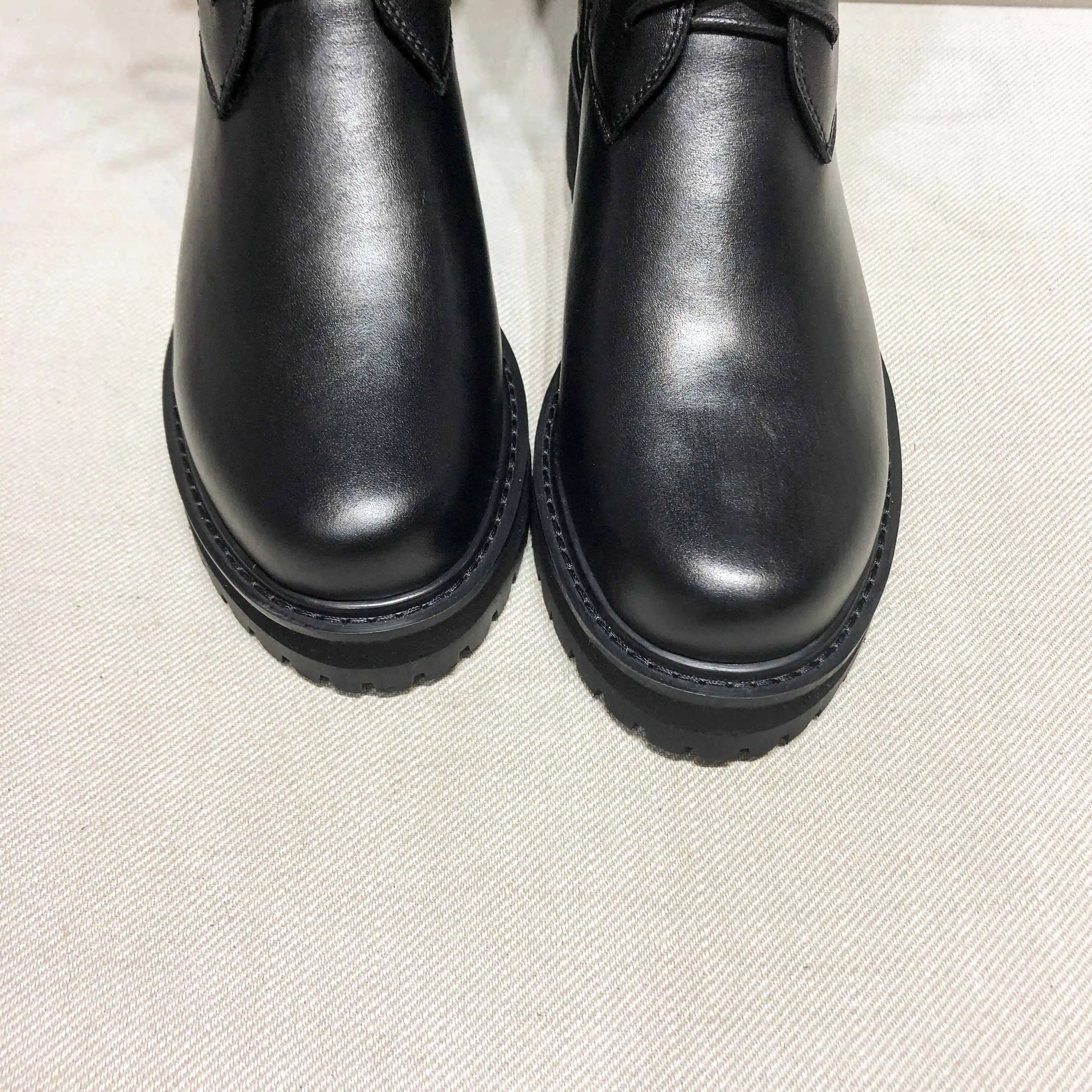 Krazing Topf Großen Größe Echtem Leder Lace Up Med Heels Runde Kappe Punk Superstar Reiten Stiefel Schnalle Verschluss Über-die-knie Stiefel