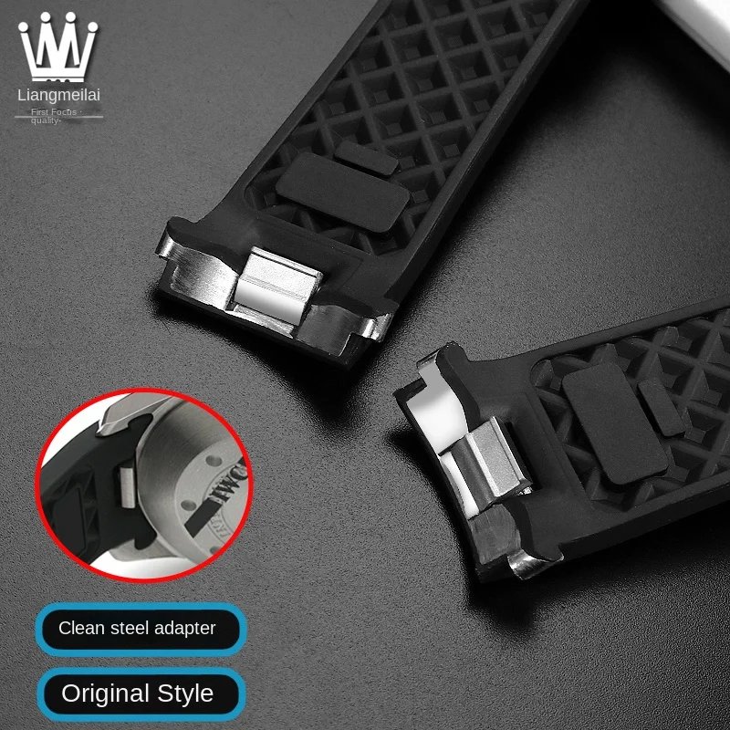 High Quality Fluoro rubber watchband for IWC Aquatimer IW3768/3290/3568/3767 IW356802/376705 men Black silicone watch strap 22mm