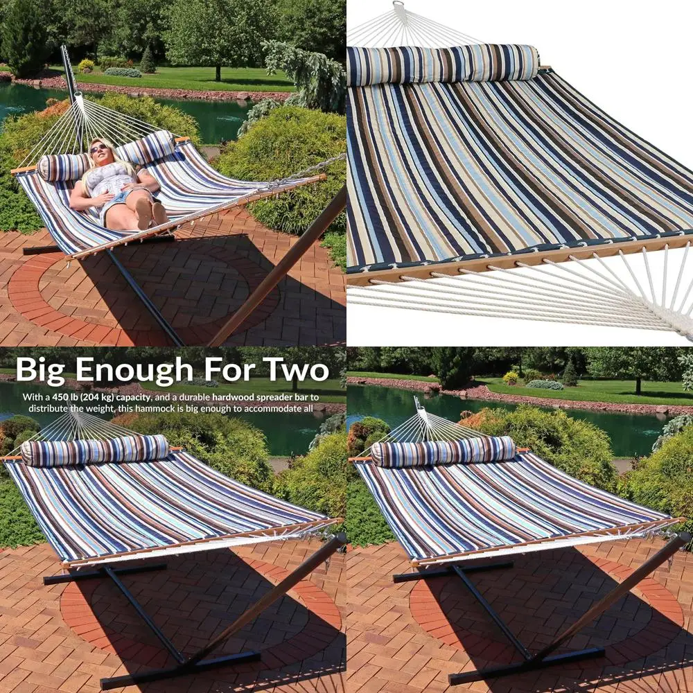 

Durable 450-lb Capacity Double Quilted Hammock with Spreader Bars for Outdoor Use - Ocean Isle