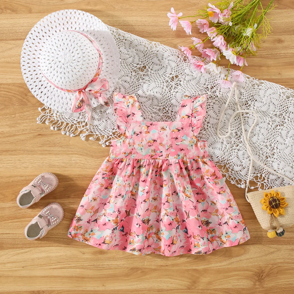 Girls' Dress Summer Floral Cotton Cute Baby Girls' Dress Sweet Beach Baby Dress Baby Girl Clothing
