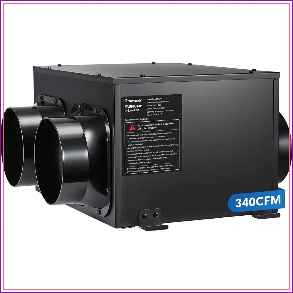 

340 CFM Inline Exhaust Fan with Filter, Remote Control Ventilation System for Bathroom, Attic, Garage