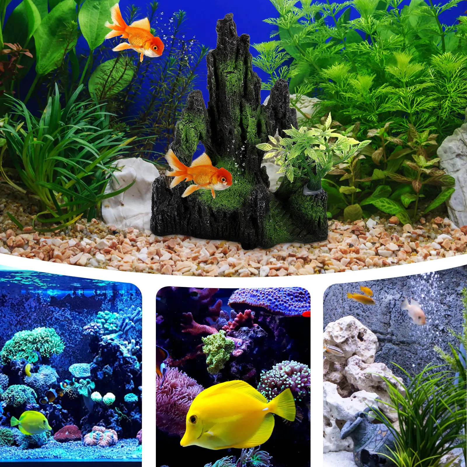 

Resin Aquarium Mountain Decor for Fish Tank Artificial Landscape Rockery Ornament Small Compact Non-Fading Fish Tank Accessories