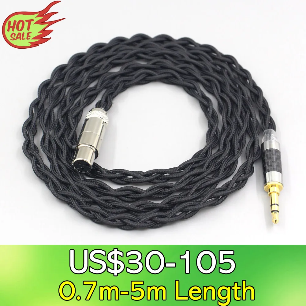 LN007457 Pure 99% Silver Inside Headphone Nylon Cable For AKG Q701 K702 K271 K272 K240 K141 K712 K181 K267 K712 Earphone