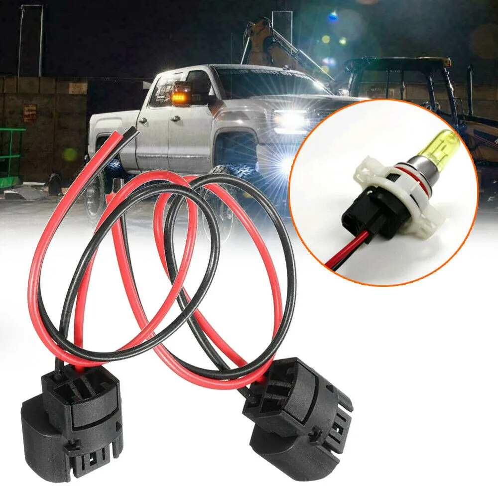 Easy to Install Car Lamp Holder with Wire Pigtail Female P 4W 5202 H16 Two Harness Fog Light Bulb Connector Plugs Set