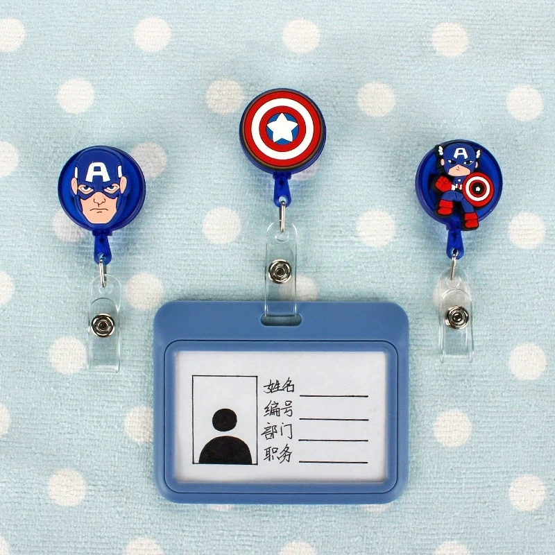 Marvel Captain America ID Card Holder Scalable Toggle Clip Employee Card Nurse Chest Card Student Bus Card Holder view 3