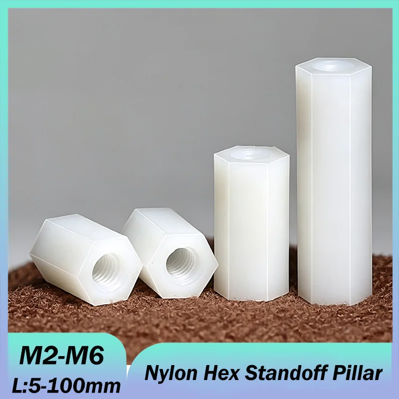 M2 M2.5 M3 M4 M5 M6 Female Hex Nylon Standoff Metric Thread Hexagonal Spacers Spacing Screw White Motherboard Rack Column