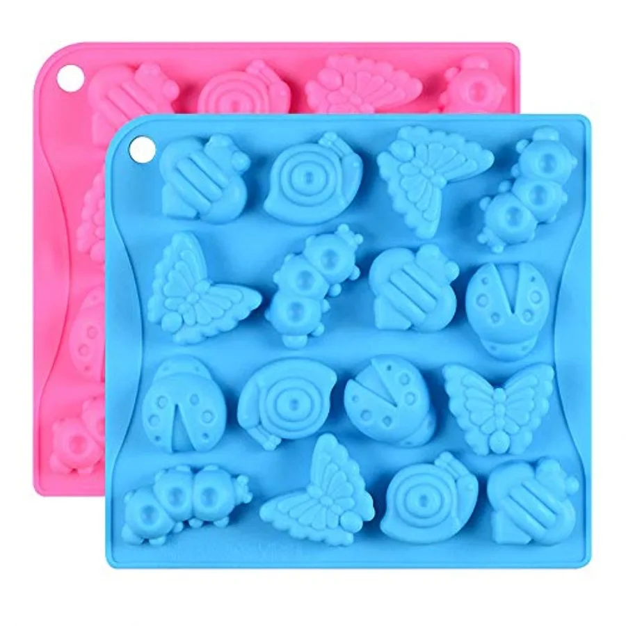 

2Pcs 16 Cavity Insect Silicone Molds Butterfly Sil Ladybug Bee Bug Chocolate Candy Mold Inse Crayon Wax Melt Mini Soap Mould Ic