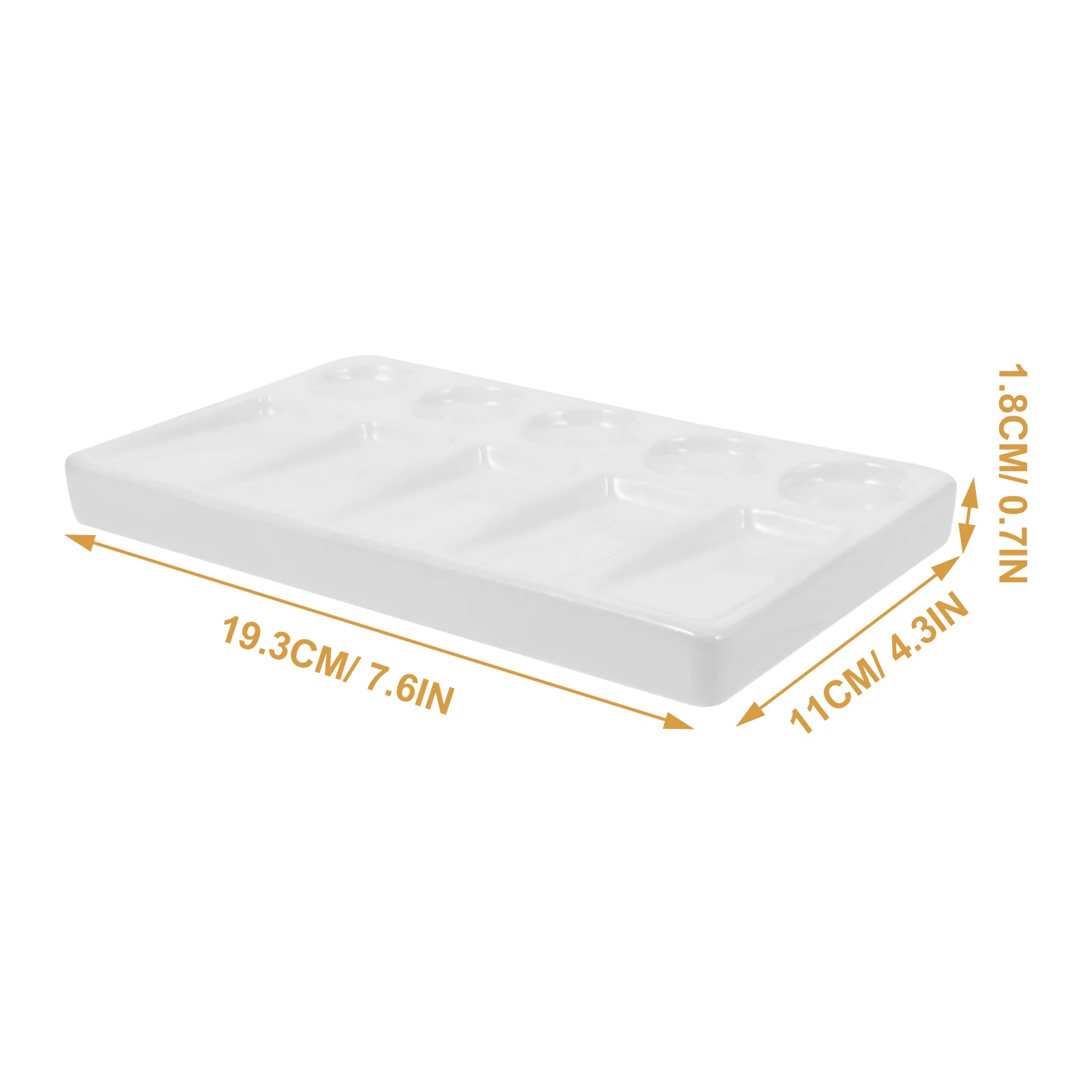 10ウェル長方形磁器セラミック水彩漏れ防止塗装（白）パレットセラミックパレット