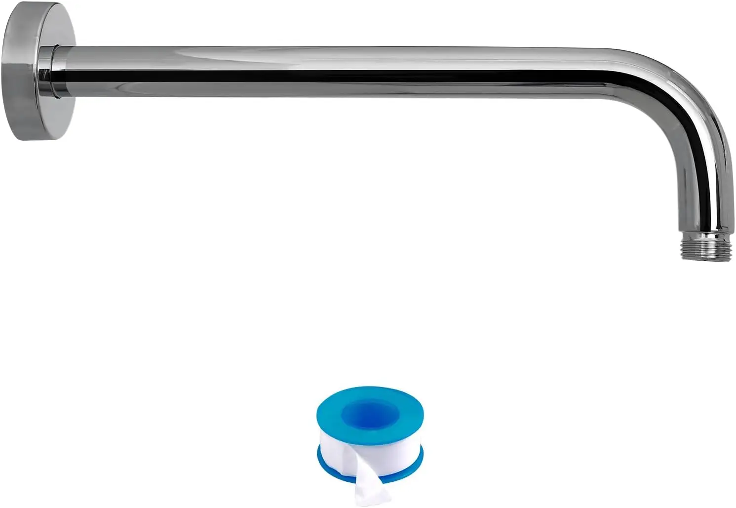 

16 Inch Wall Mounted Shower Arm, 1/2 NPT Shower Pipe with Flange, Chrome Extension for Shower Head
