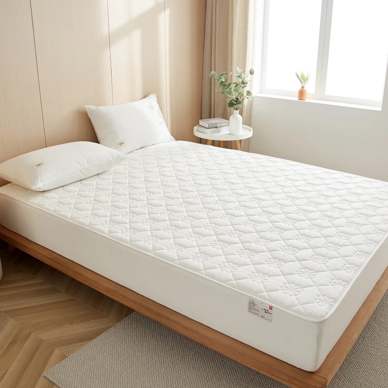 1pc Pure Color Waterproof Quilted Fitted Bed Sheet Mattress Protector 90/120/150/180/200cm Washable Machine Washable Light Breathable Soft and