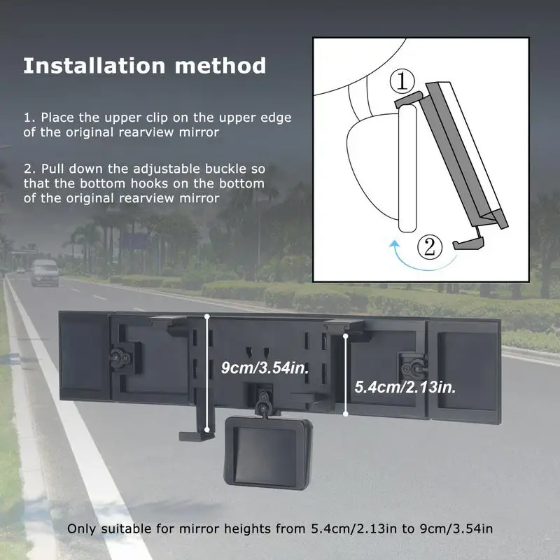 Car Mirrors Rear View Mirror Wide Angle Panoramic Assisting Large Vision Interior Monitor Automotive Accessories Universal