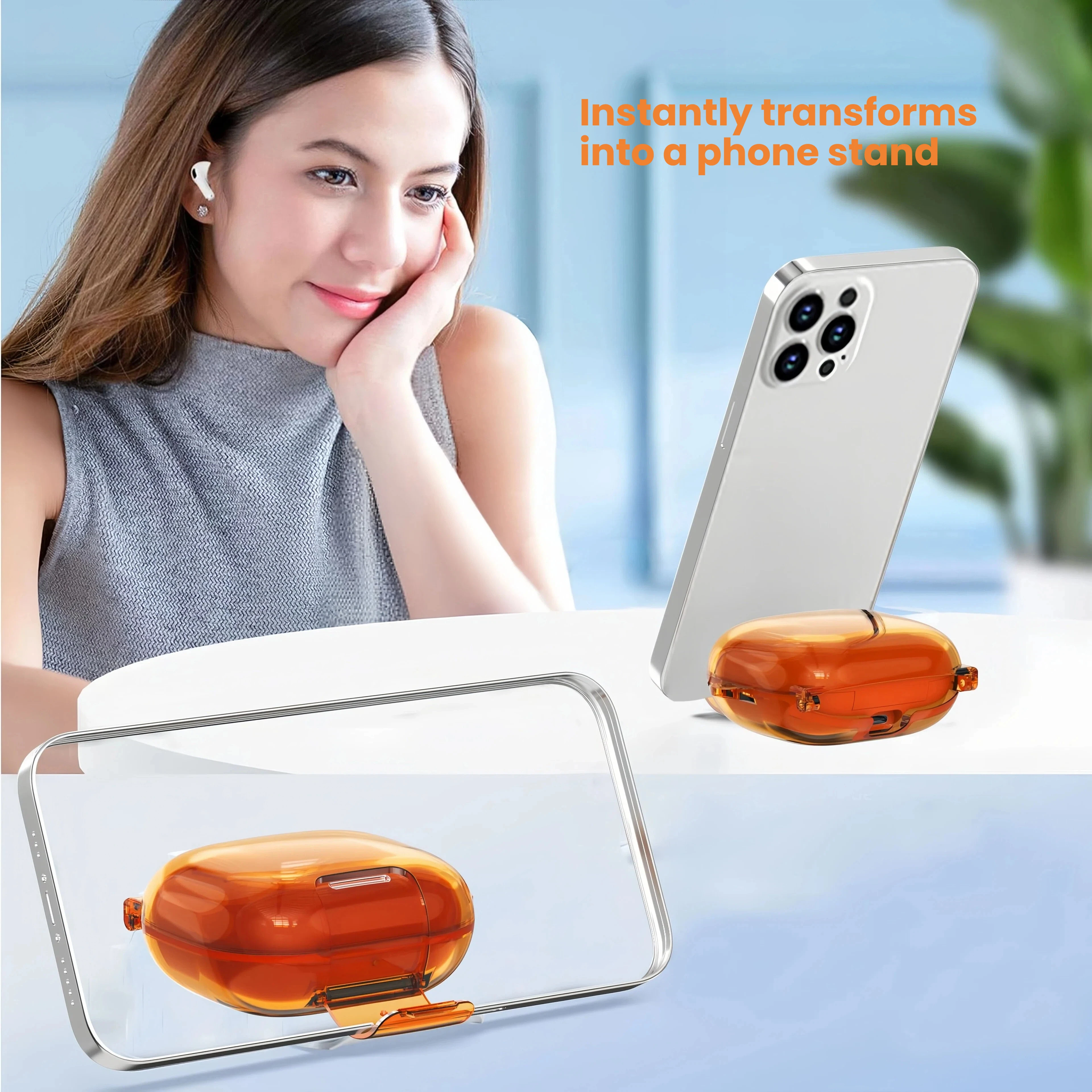 

TPU Transparent Case For Beats Powerbeats Fit Shockproof Earphone Cover With Lock Clip Protective Accessories