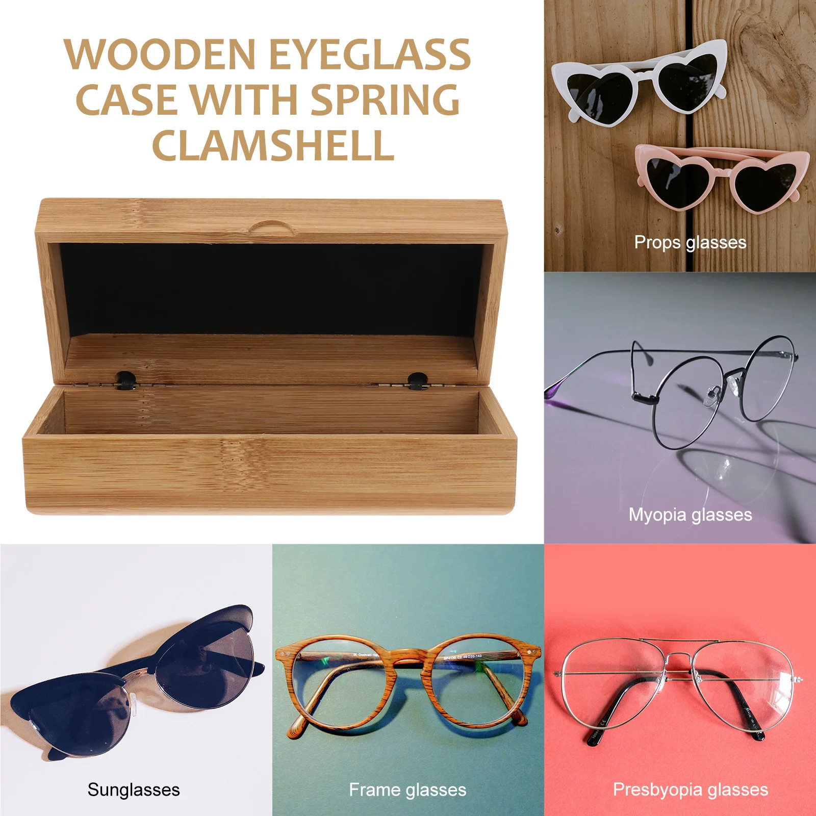 

1Pcs Sunglasses Box Bamboo Grain Eyeglasses Case Small Portable Protective Container for Outdoor Travel Use Khaki