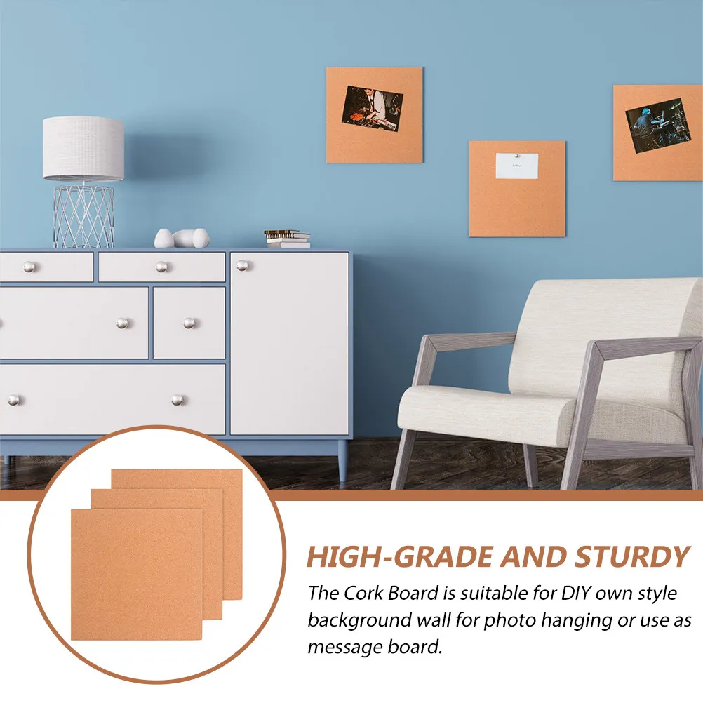 3Pcs Multi Function Cork Board Wood Message Display Wall Photo Hanging Household Bulletin Board Home Supply Display Corkboard