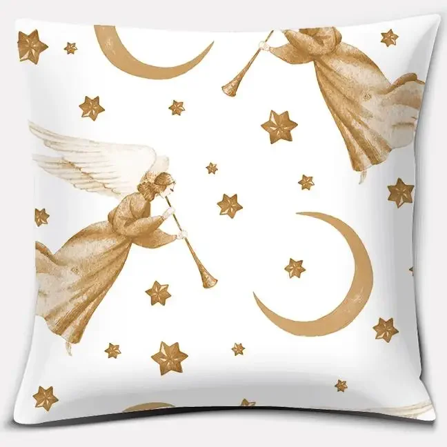 Gold Christmas Decoration Series Pillow Gift Home Office   Bedroom Sofa Car Cushion Cover