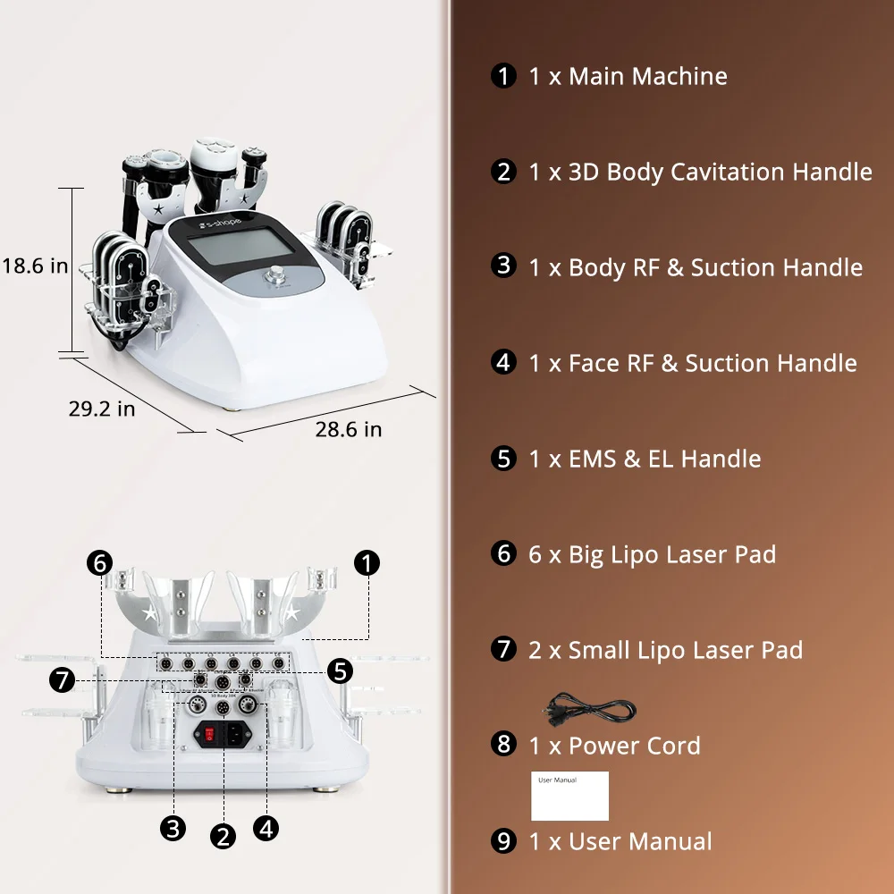 S Shape Machine 3D Cav RF 160mW Lipo Body Sculpting Face Care