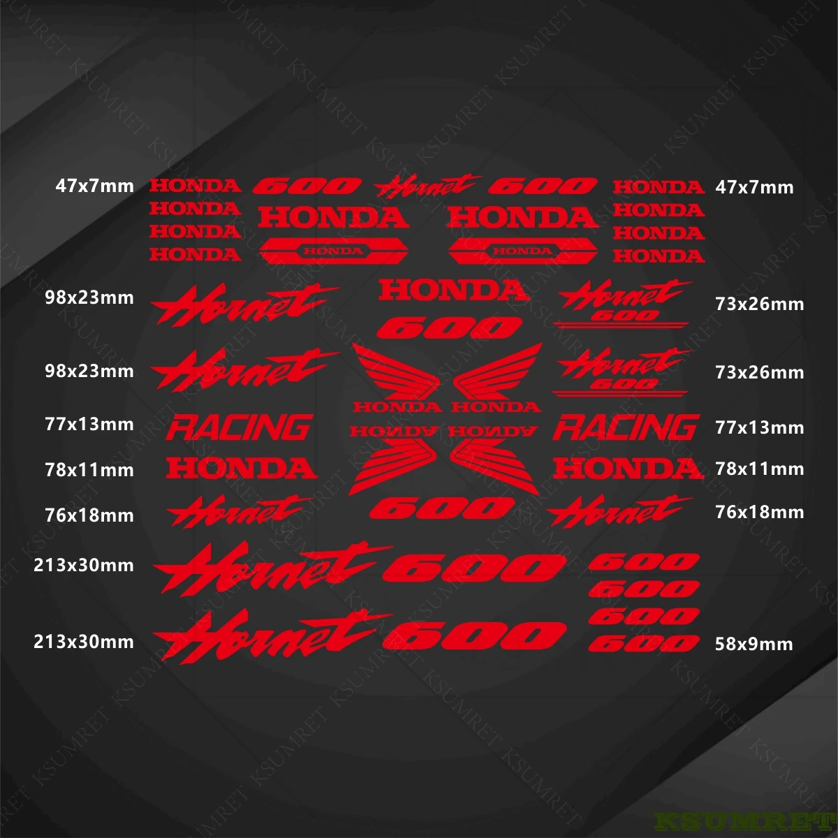 ملصقات شعار Honda للدراجات النارية 600 مقاومة للماء