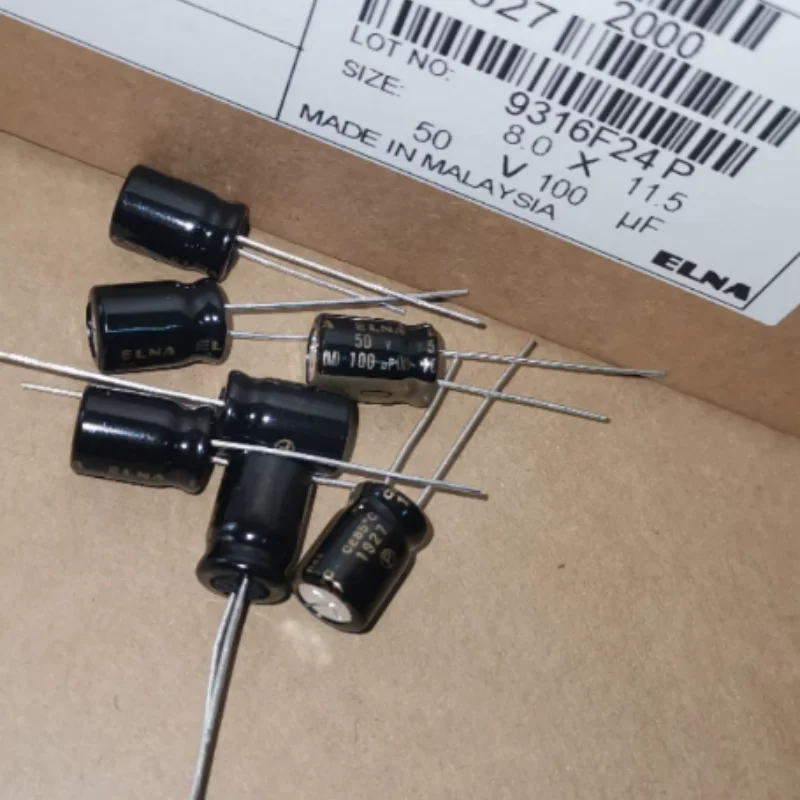 10PCS-100PCS  100UF 50V Japanese Ina ELNA Audio Capacitor 50V100UF 8 * 12 RA3 Black Gold