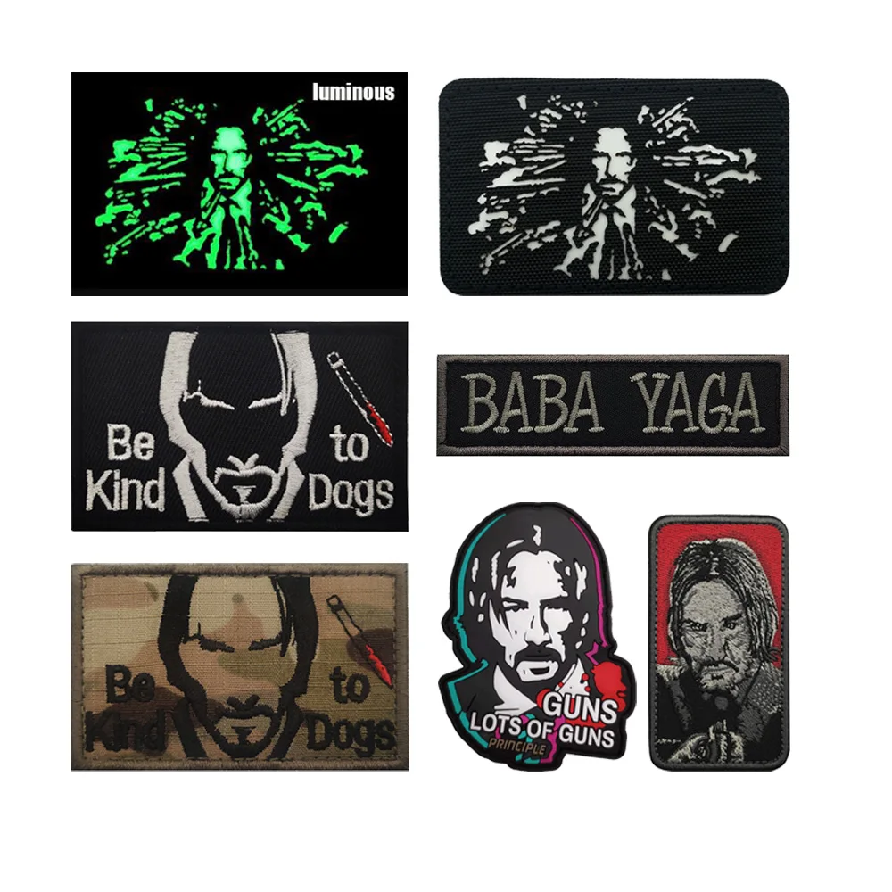 New Hot Selling PVC Rubber Patch BABA YAGA Head Armband Embroidered English Letter Backpack Patches for Clothing