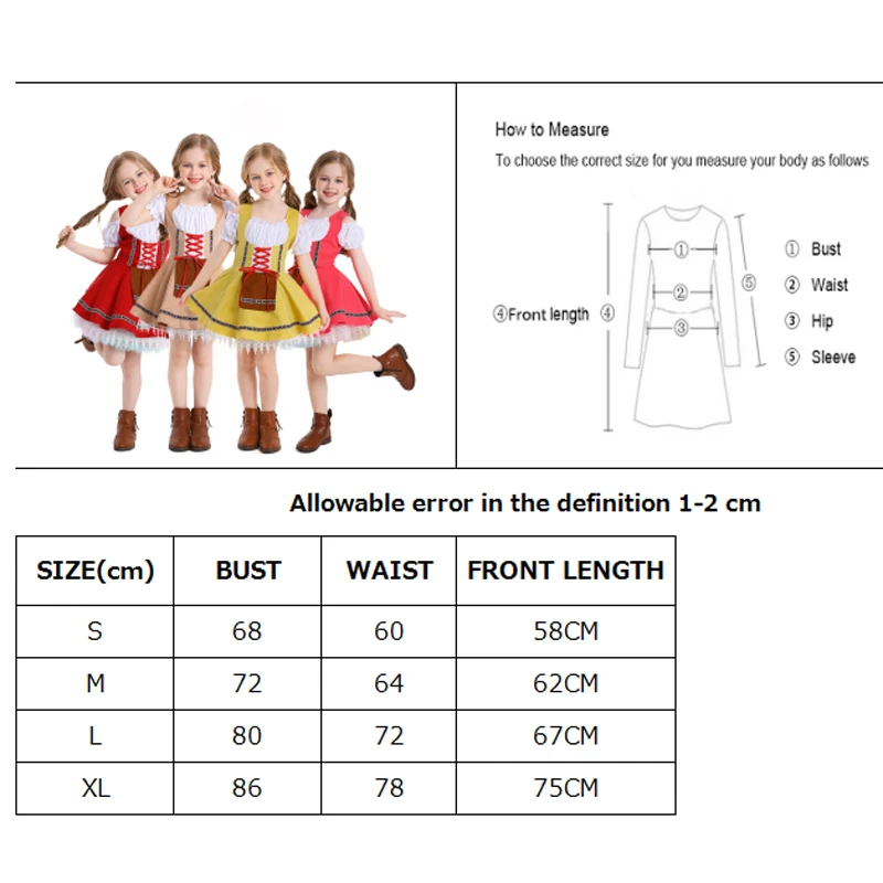 Colorful Munich Oktoberfest For Kid Costume Traditional Dirndl Dress Cosplay Carnival Parade Fancy Party Dress