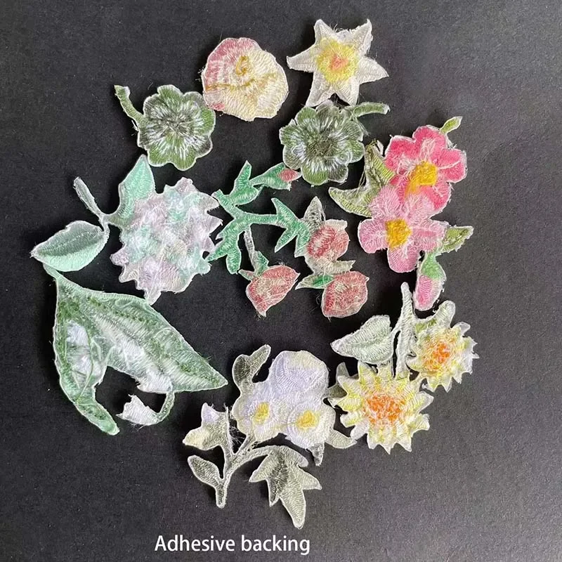 5PCS/Hydrangea,Sunflower,Rose Tiny Applique Patch Thermocollant,Floral Fabric Embroidery Iron On Patches Clothes Stickers