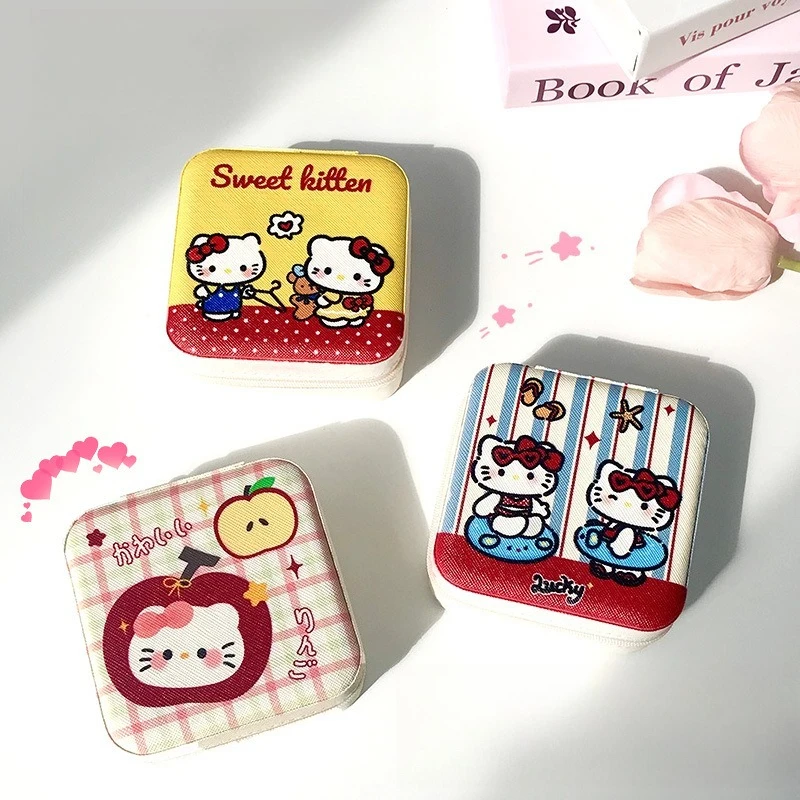 

Kawaii Hello Kitty Storage Box Cute Cartoon Toys Accessories Portable Travel Women Supplies Desktop Decoration Student Wholesale