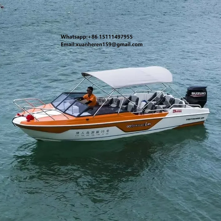 19 Foot Patrol Boat with Outboard V-shaped Hull Control Console, Sports Yacht for River Racing,  Bath Boat, Fully Welded Boat