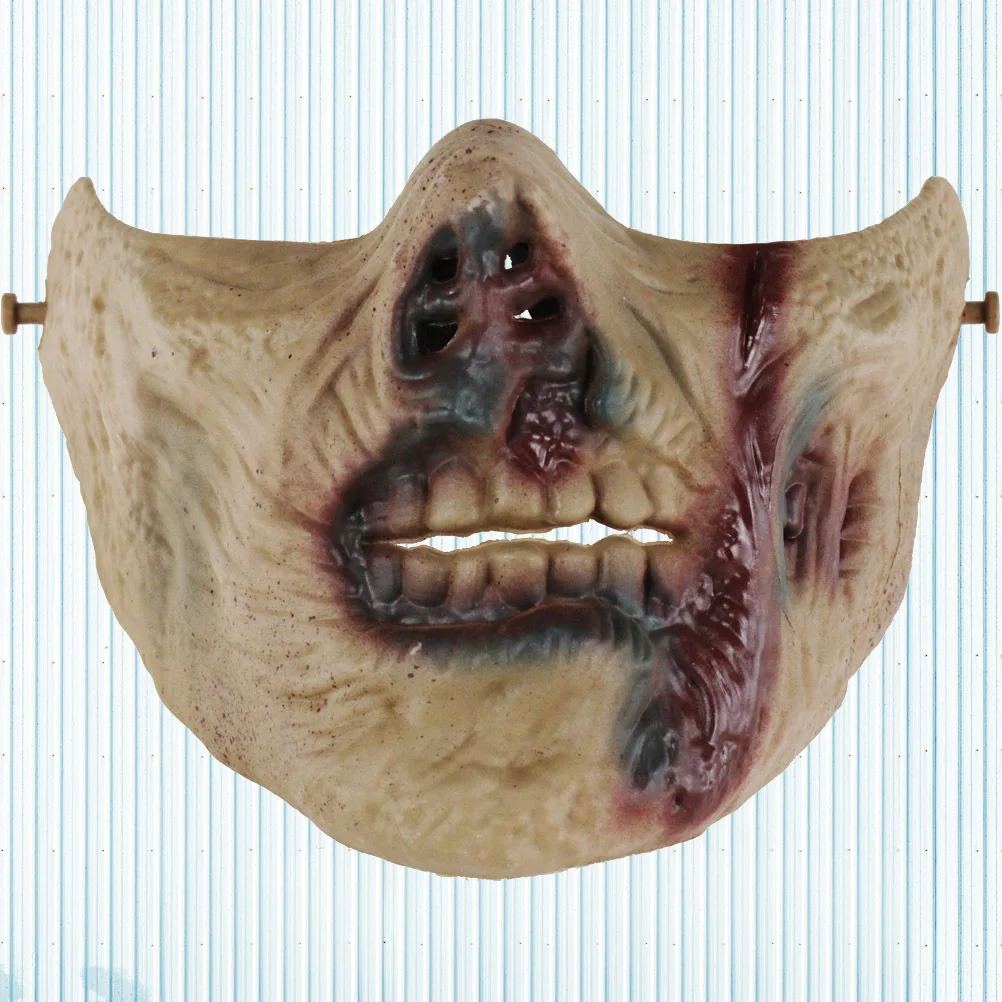 Halloween-Schädel-Halbgesichtsmaske, Horror-Maskerade, schützende, atmungsaktive Zombie-Maske für Party, Outdoor-Sportarten