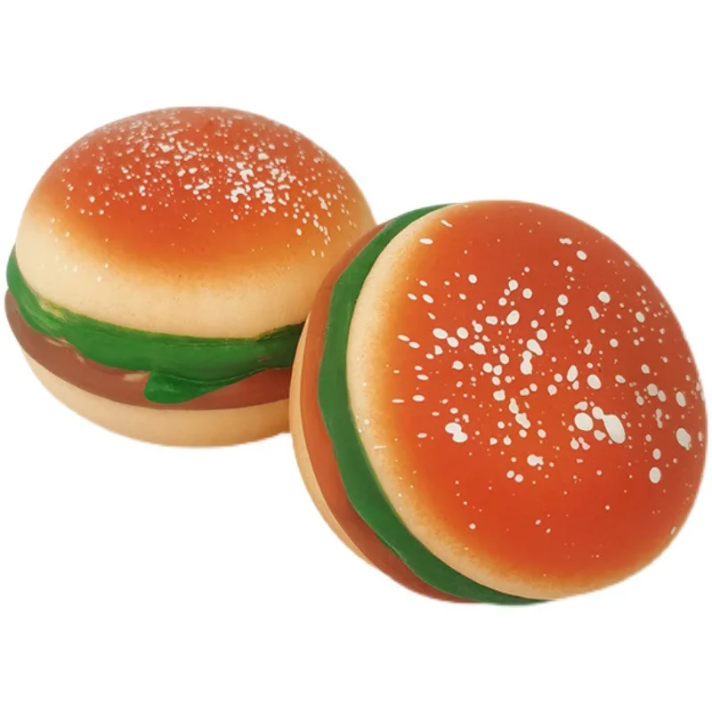 2 buah mainan Anti stres simulasi Burger Remas Fidget mainan Tpr Squishy lucu penghilang stres untuk anak-anak dewasa hadiah Prop J175