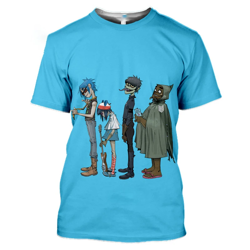 Rock Band Gorillaz T Shirt Child Fashion Oversize T-shirt Kids Hip Hop Tops Unisex Tees Shirt Boy Tshirt Kawaii Camisetas Hombre