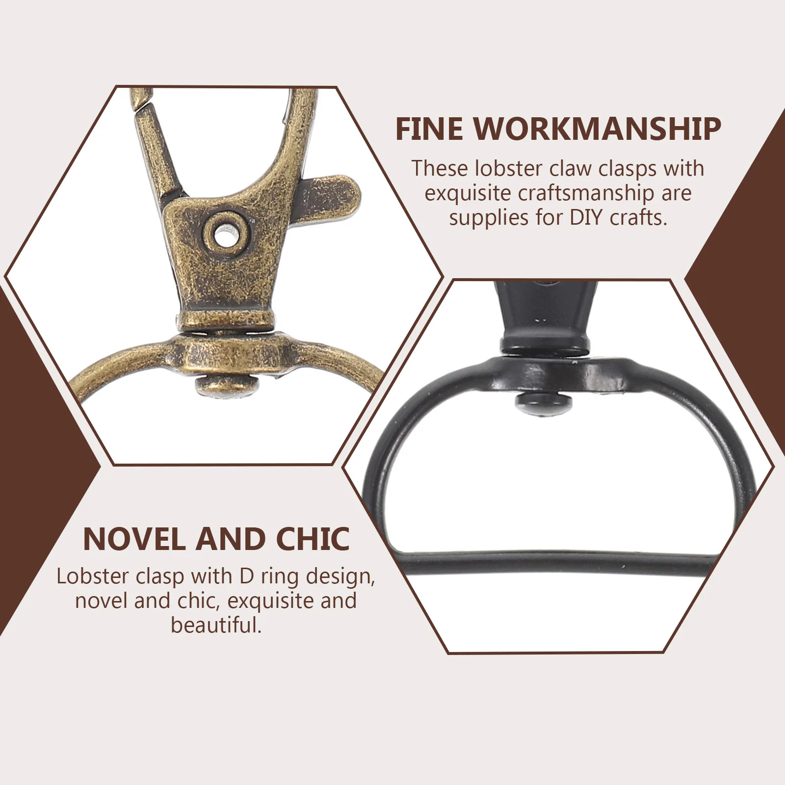 

70Pcs Swivel Lobster Claw Clasps Premium Alloy Durable D Ring Keychain Hooks DIY Jewelry Making Supplies D Lobster Clasp