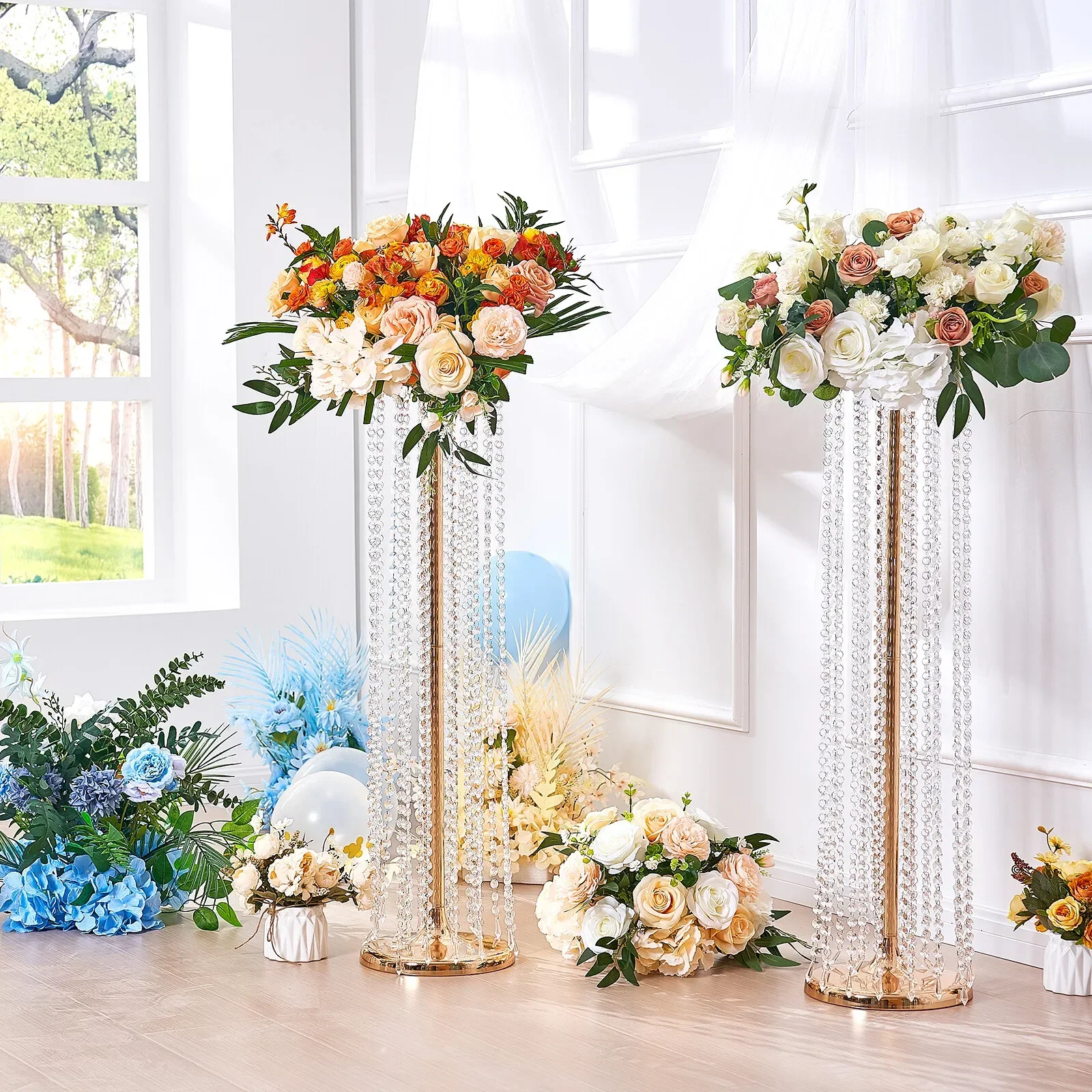 

Crystal Wedding Flowers Stand Luxurious Centerpieces 4PCS 35.43inch Tall