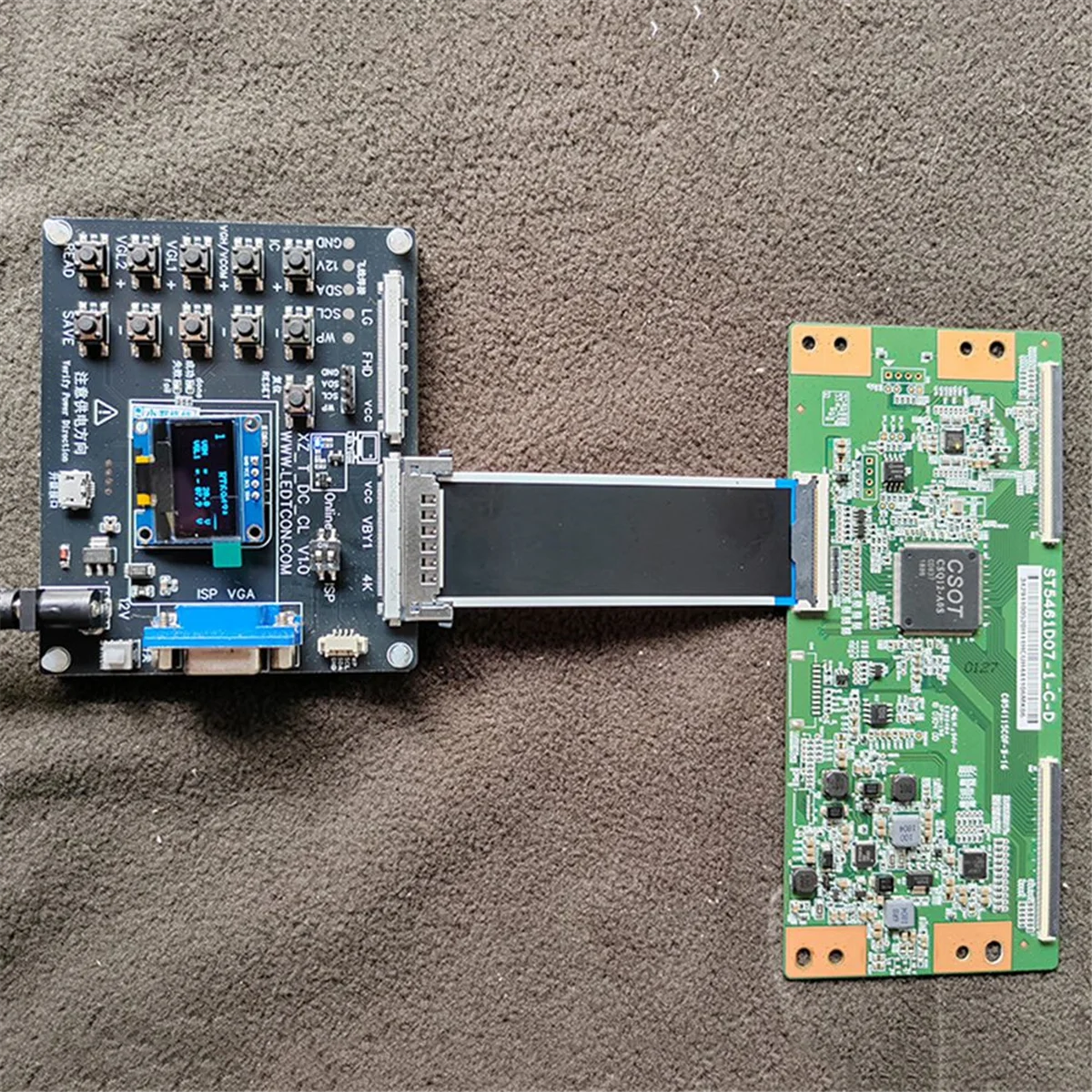 2025-3C RT6943A TCON VGH VGL Change Voltage Programmer Screen Technology Modification Tool Small Board Two-in-One US Plug