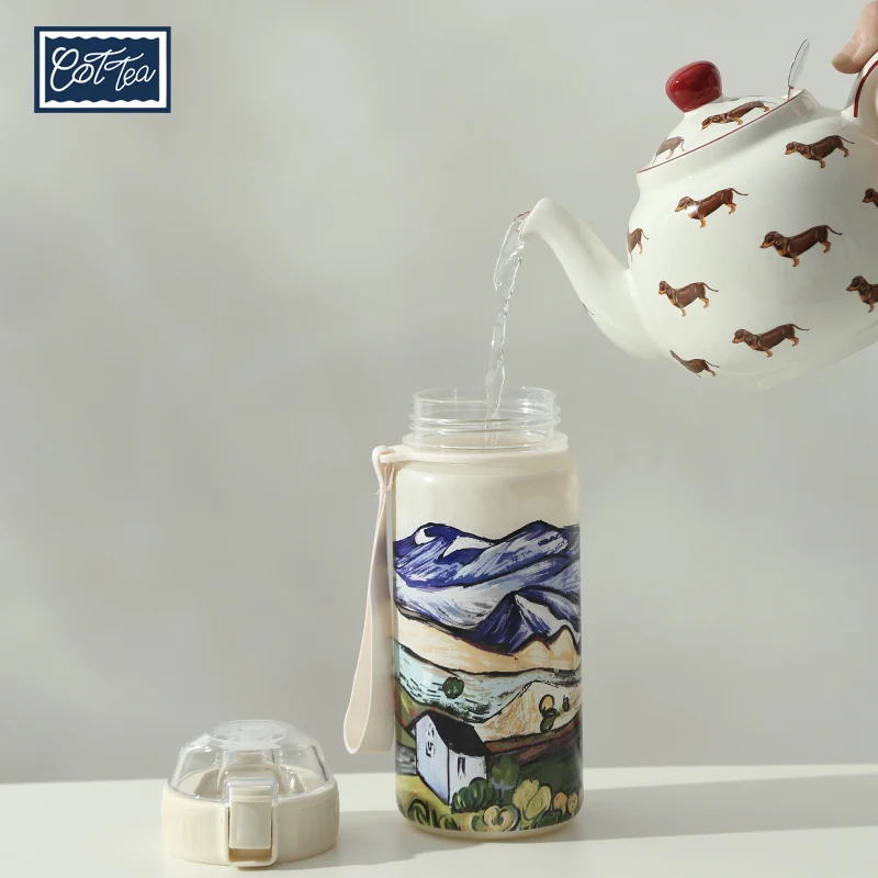 

London Pottery 650ml drinkware water bottle drinking utensils tritan cup aesthetic cup mug for gym children with strainer straw