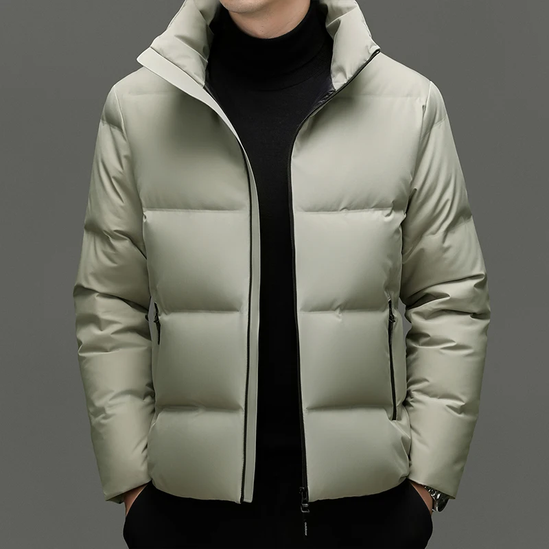 Real 90% White Duck Down Parka Coat 2025 Winter Men Classic Stand Collar Puffer Jacket Warm Simple Solid Duck Down Zipper Coat