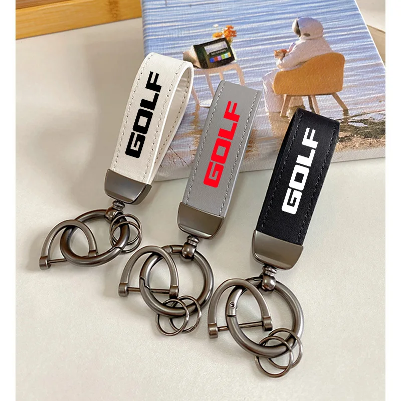 for VW GOLF 3 4 5 6 7 8 VW MK4 MK5 MK6 MK7 GTD GTI GLI Top Layer Cowhide Key Chain Keyrings Lanyard Custom Logo