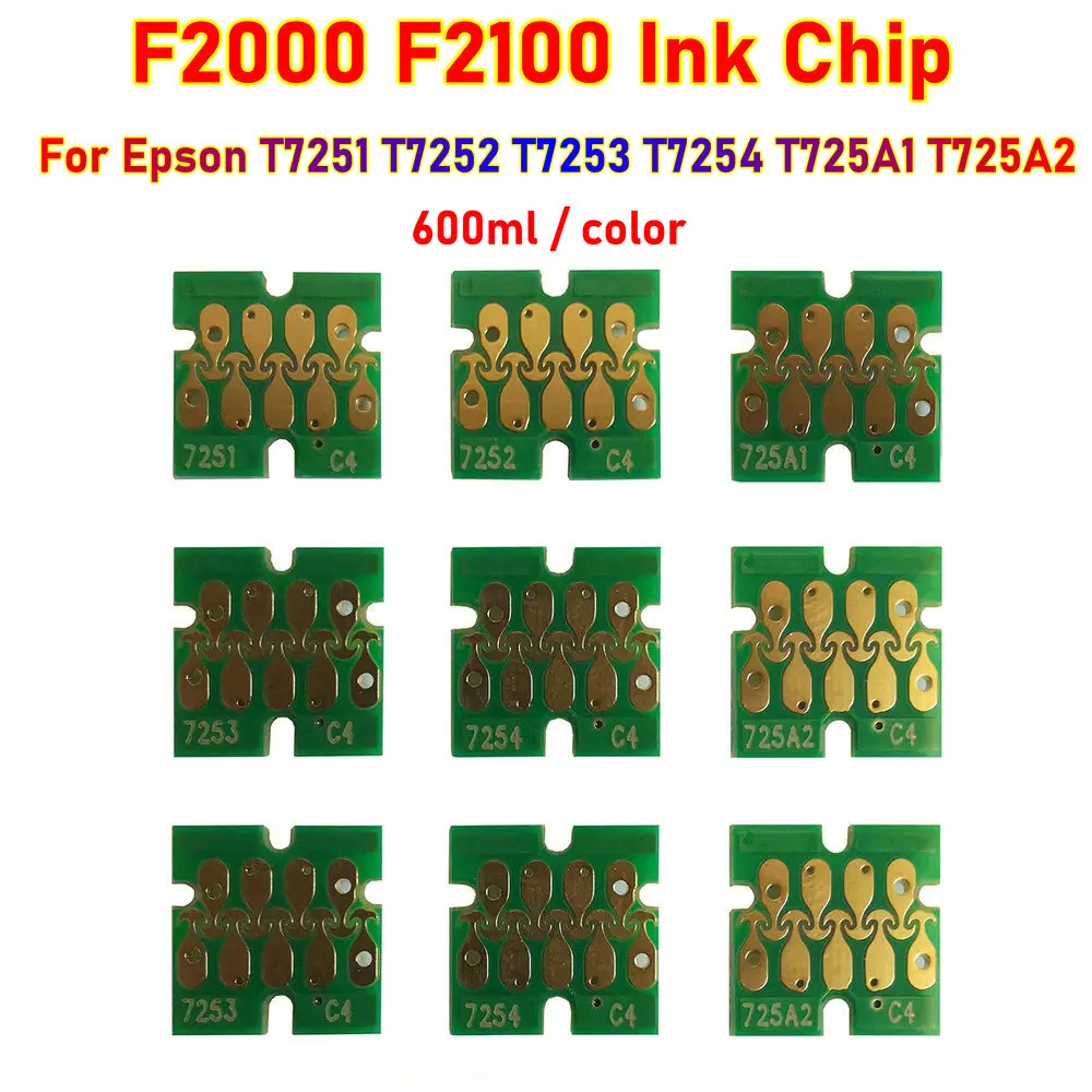 Imagem -02 - para Epson Chips de Tinta Cartucho Manutenção Tanque Chip Epson F2100 T725a Surecolor F2000 sc f 2000 f 2100 ic Branco