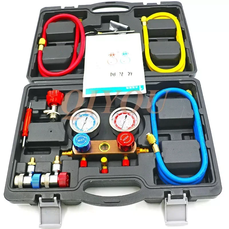 

Upgrade Car Air Conditioner Fluoride Tool Set Universal Quick Release Refrigerant Pressure Double Gauge Car Air Conditioning Rep