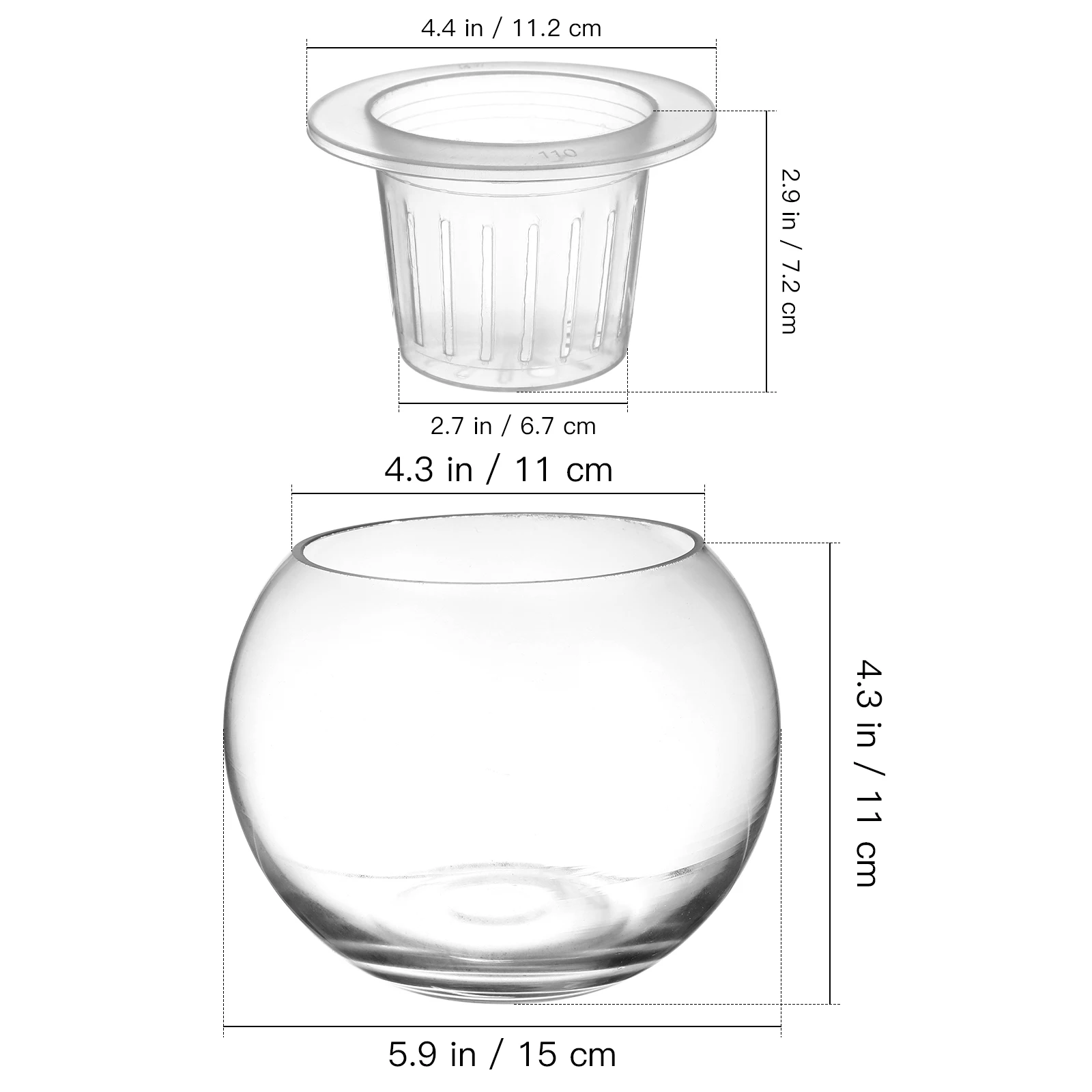 

Hydroponics Flower Pot Transparent Self Watering Planter Basket Large Reservoir Rope Visible Water Office Decor