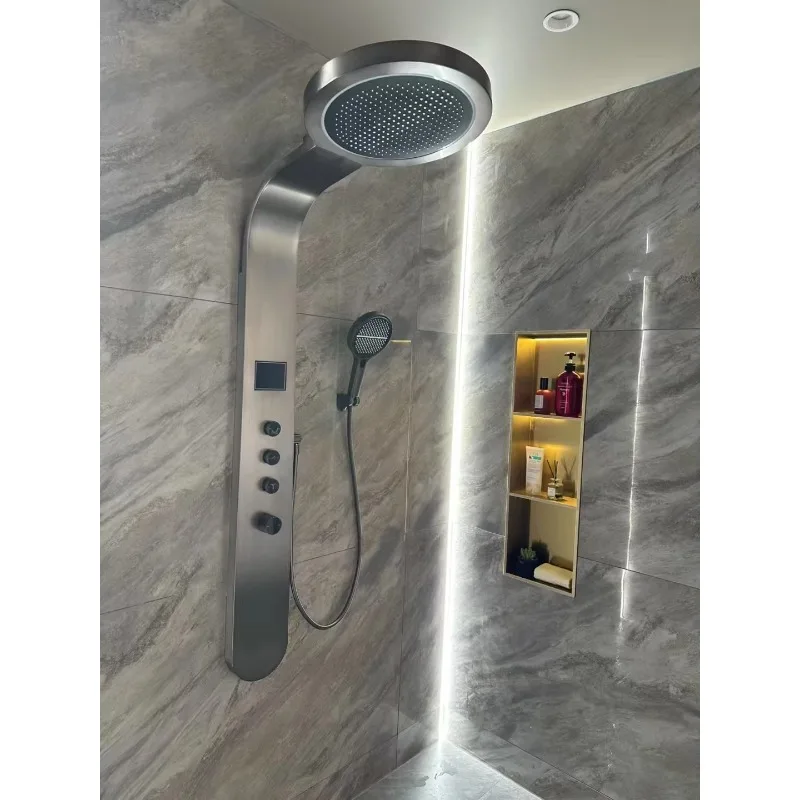 Unidad de ducha de acero inoxidable 304 con tres salidas de color gris Deluxe con pantalla digital de temperatura