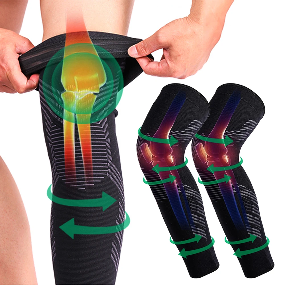 1/2 Stück Kupfer-Kompressions-Beinmanschetten, lange Knie-Beinmanschetten für Männer und Frauen, Knie-Schmerzlinderung, Schwellungen, Arthritis, Läufer, Sport